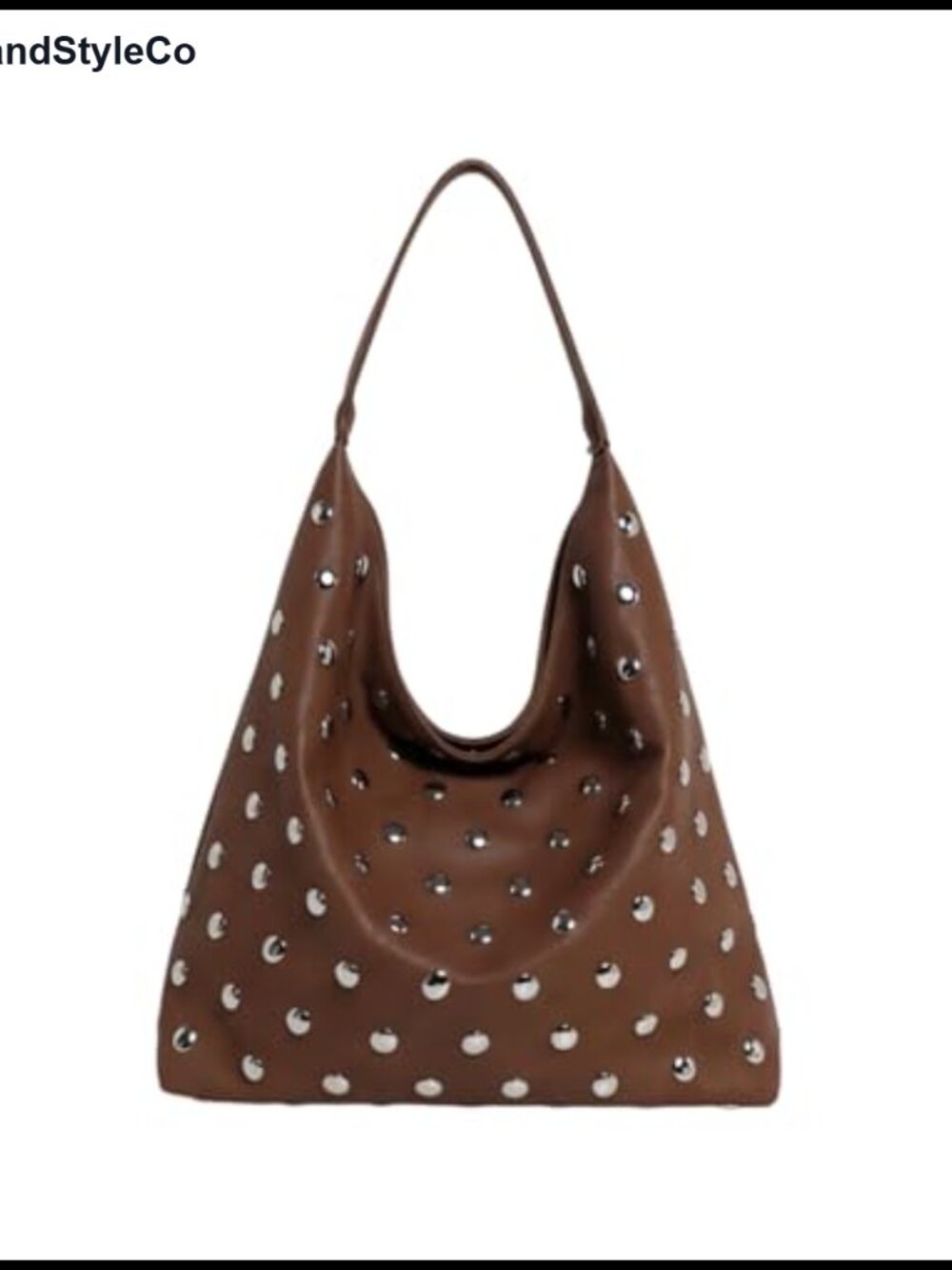 Vegan Leather Studded Hobo Bag Handmade Y2K Punk Slouchy Shoulder Purse